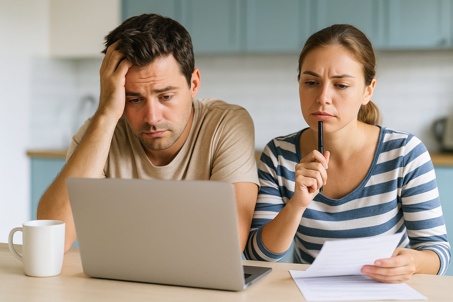 Couple reviewing divorce papers